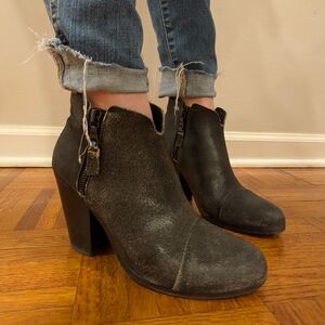 Rag & Bone Distressed Leather Black Ankle Booties
